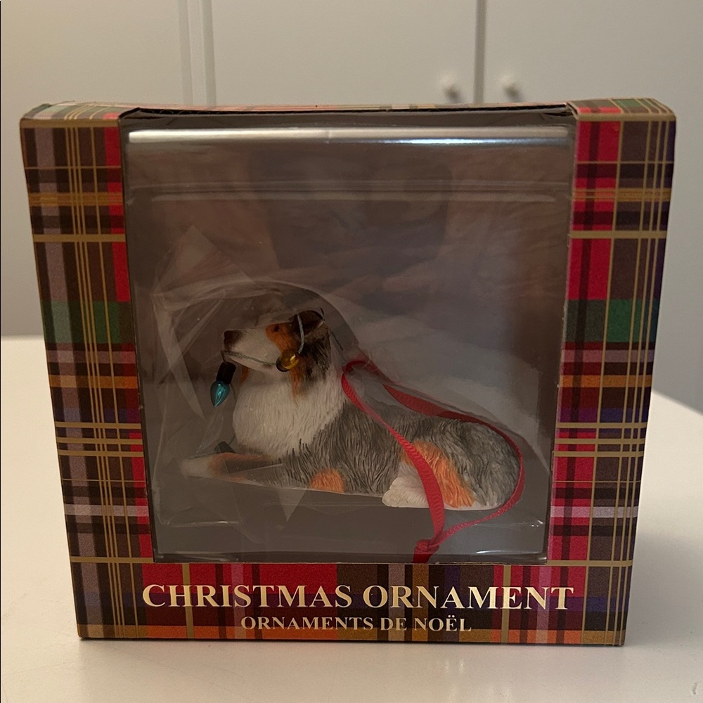 NEW NWT NIB Sandicast Australian Shepherd Christmas Ornament
